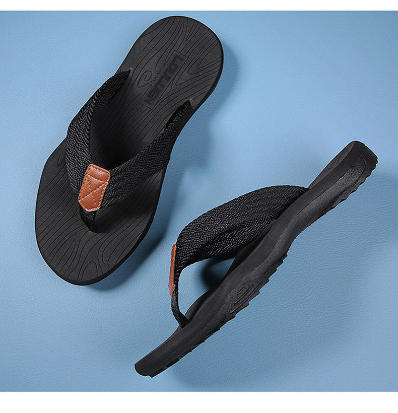 Men's outdoor non-slip flip flops by Hlpmedical, black EVA beach sandals with thick sole, lightweight and suitable for casual or sports use.