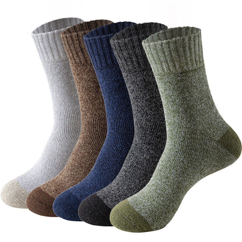 Men's thick, warm winter hiking socks by Hlpmedical, mid-calf length with terry sole, ideal for outdoor outdoor activities.