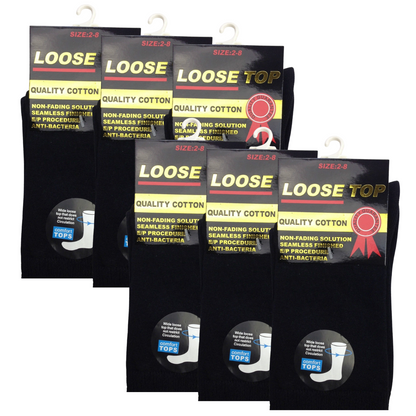 Six pairs of Hlpmedical cotton-rich men's loose top socks designed for comfort, medical use, and diabetic circulation support.