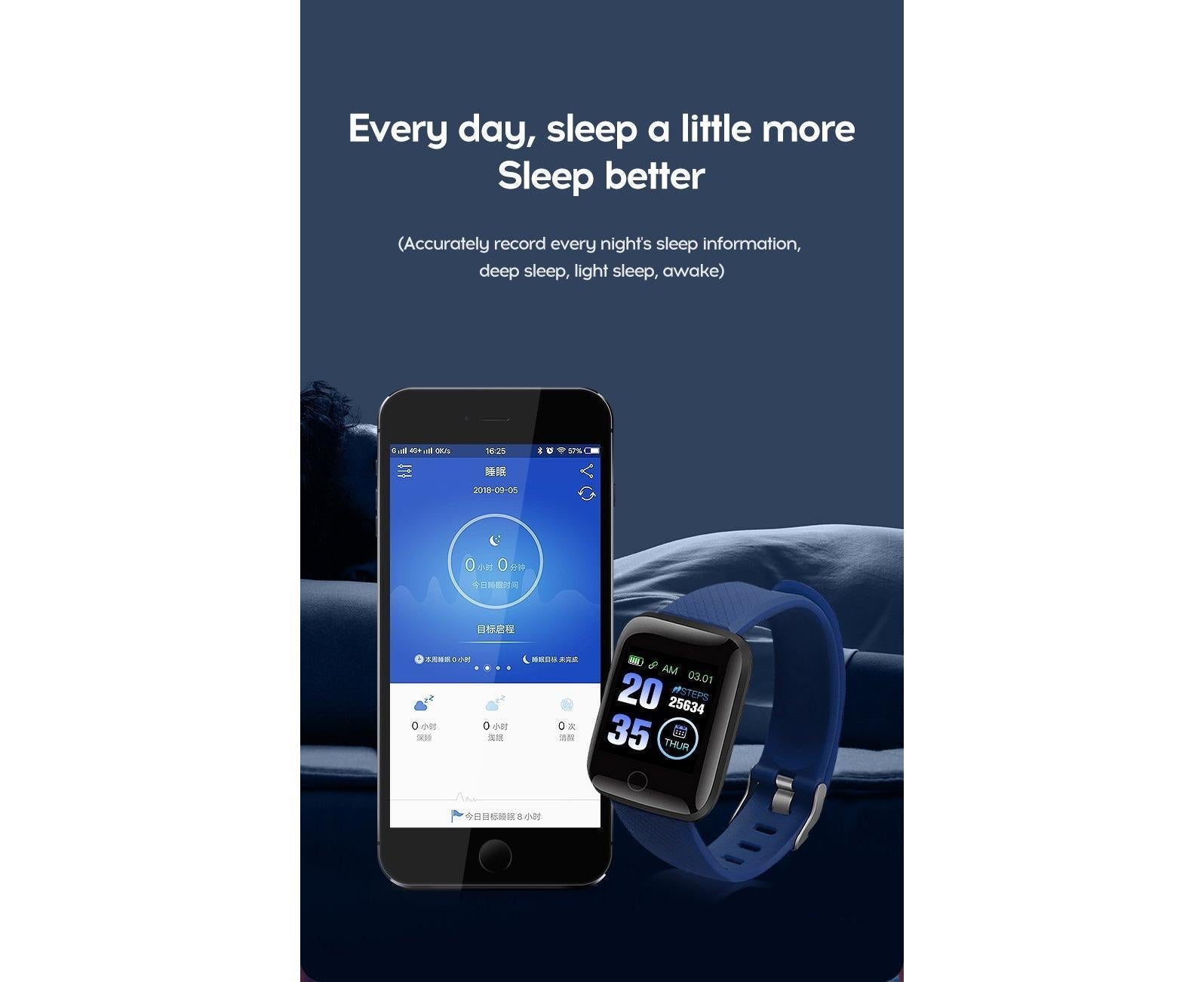 Black 116Plus Sports fitness tracker smartwatch by Hlpmedical with touchscreen, Bluetooth, water resistance, and fitness tracking features.