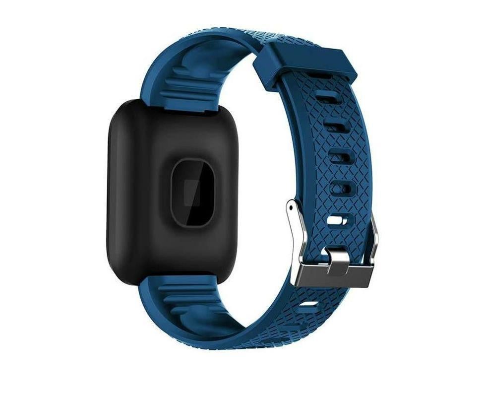 Black Hlpmedical 116Plus Sports smartwatch with touchscreen, Bluetooth, water resistance, fitness tracker, and smart wrist bracelet features.