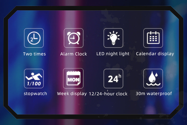 Black men's dual display sports watch by Hlpmedical showing digital and analog time, waterproof design for active wear.