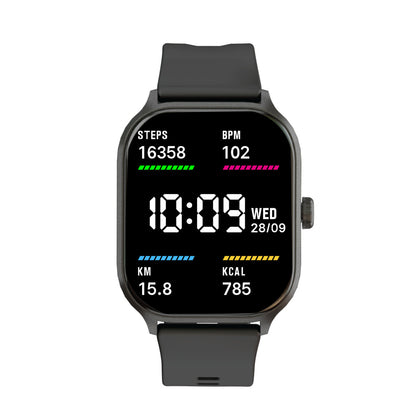 Hlpmedical V-Fitness smart watch with 2-inch touch screen, black band, men's fashion watch showing digital display.