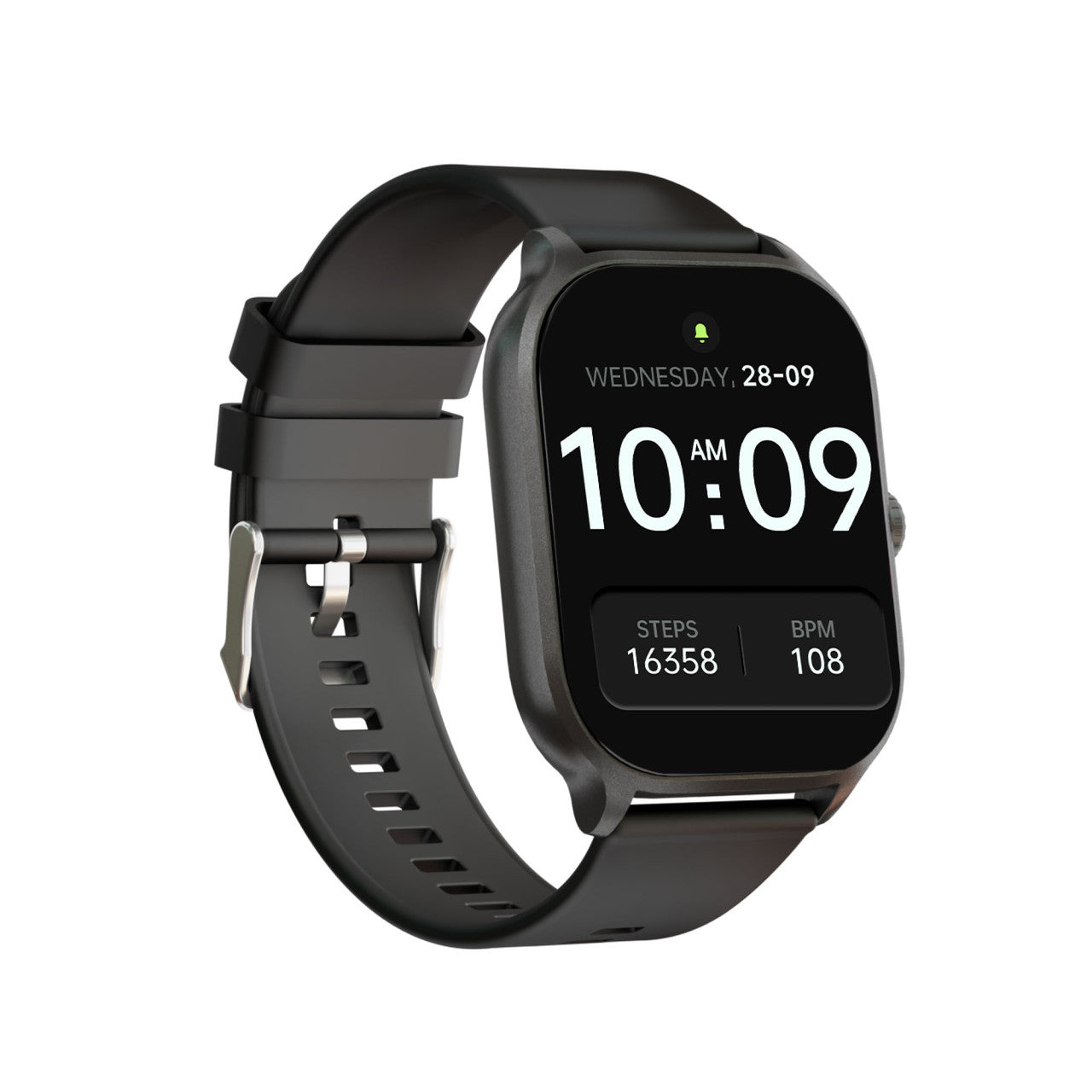 Black V-Fitness Smart Watch with 2-inch touch screen, men's fashion watch by Hlpmedical, showing digital display and sleek design.
