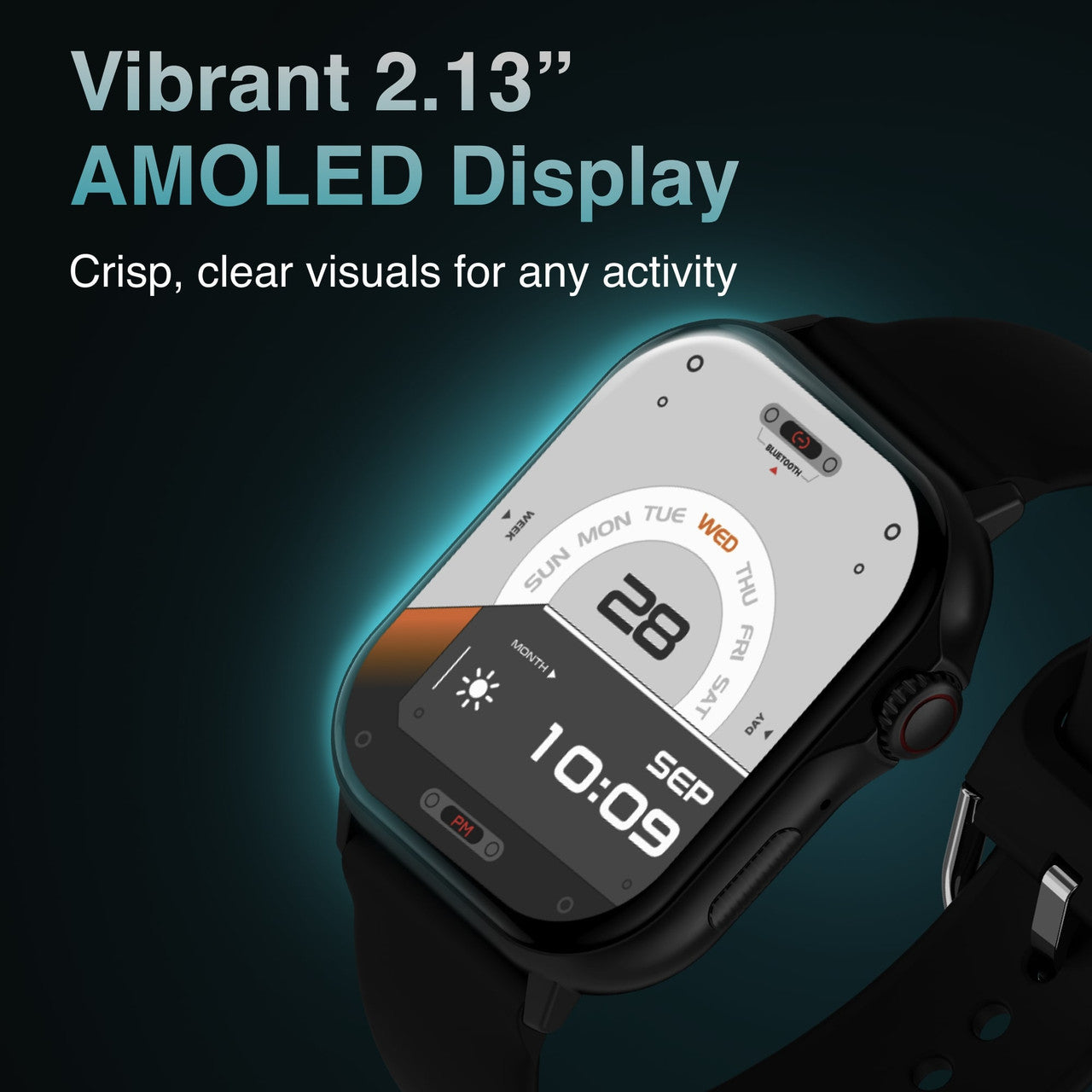 Black V-Fitness Smart Watch with GPS, 2.1-inch display, designed for men's fashion by Hlpmedical.