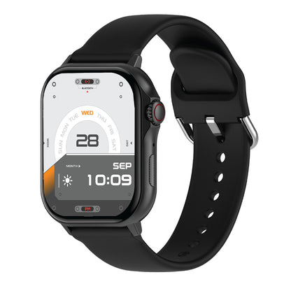 Hlpmedical V-Fitness Smart Watch with GPS, black strap, 2.1-inch display for men's fashion and fitness tracking.