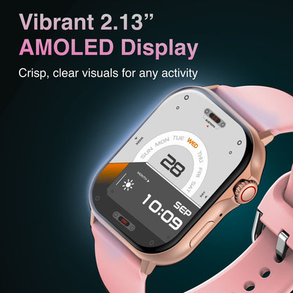 Hlpmedical V-Fitness smart watch with GPS, 2.1-inch pink display, men's fashion watch showing digital screen and sleek design.