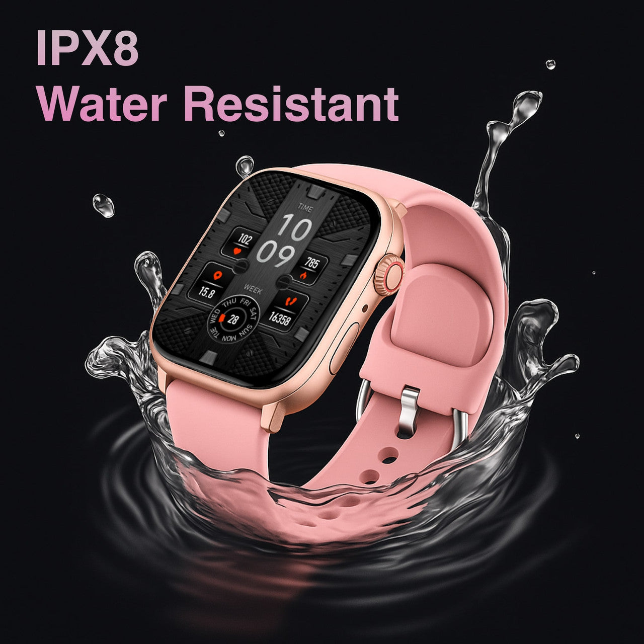 Hlpmedical V-Fitness smart watch for men with GPS, 2.1-inch pink display, stylish men's fashion watch with digital features.