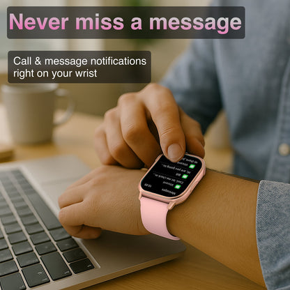 Hlpmedical V-Fitness smart watch with GPS, 2.1-inch pink display, men's fashion watch featuring modern digital design.