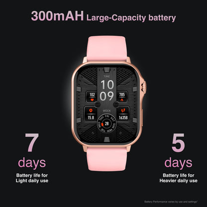 Hlpmedical V-Fitness smart watch with GPS and 2.1-inch pink display, men's fashion wristwatch with modern design.