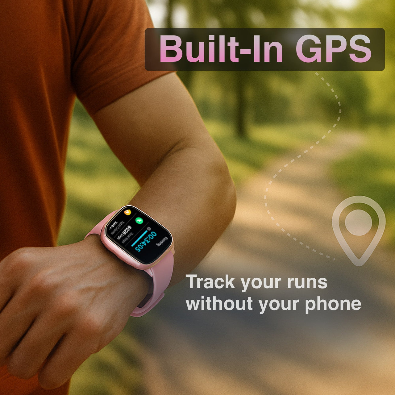 Hlpmedical V-Fitness Smart Watch for men with GPS and 2.1-inch pink display, stylish men's fashion wristwatch.
