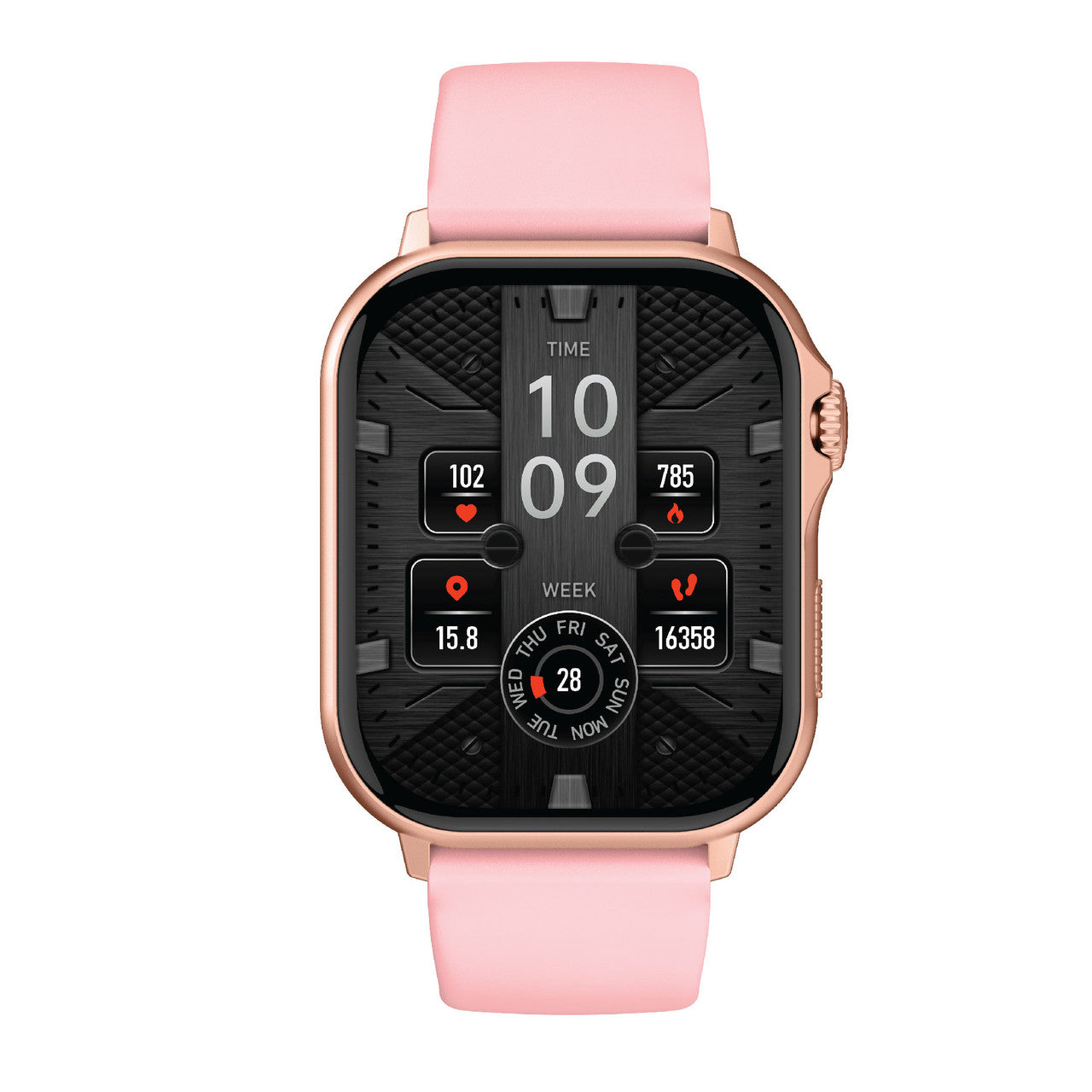 Hlpmedical V-Fitness smart watch with GPS, 2.1-inch pink display, men's fashion watch with fitness tracking features.