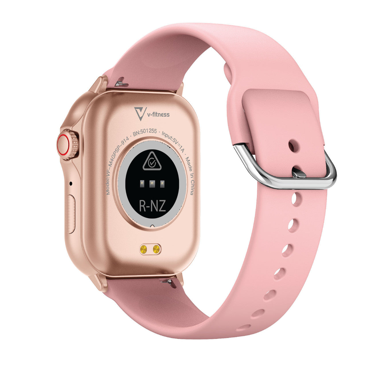 Hlpmedical V-Fitness Smart Watch with GPS, 2.1-inch pink display, men's fashion wristwatch with modern design.