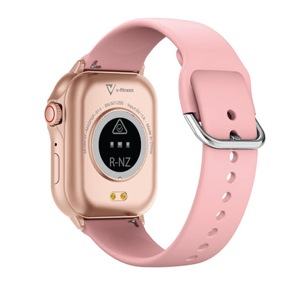 Hlpmedical V-Fitness Smart Watch with GPS, 2.1-inch pink display, men's fashion wristwatch with modern design.