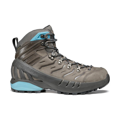 Scarpa Women's Cyclone Gore-Tex hiking boots with Vibram sole in grey/arctic, EU 39, designed for trekking and outdoor adventures.