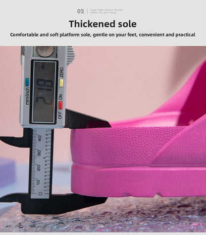 Pink thick sole buckle slide sandals by Hlpmedical with EVA comfort, non-slip Birkenstock style for casual women's footwear.