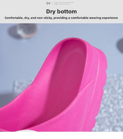 Hlpmedical pink slide sandals with thick soles, buckle strap, EVA material, non-slip sole, casual style for women.