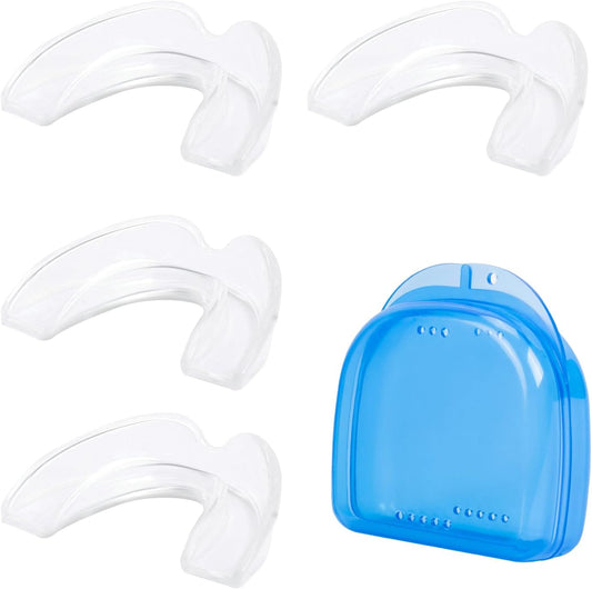 Hlpmedical moldable dental mouth guard for teeth grinding, shown in a 4-pack, designed for night sleep protection.