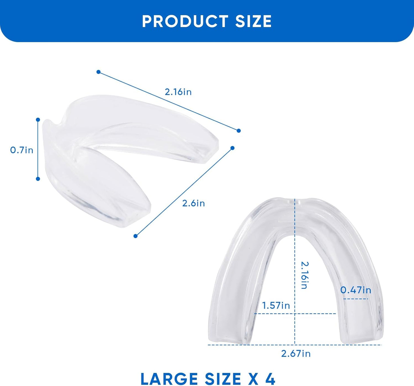 Hlpmedical moldable dental mouth guards for teeth grinding, shown in a 4-pack, designed for nighttime sleep protection.
