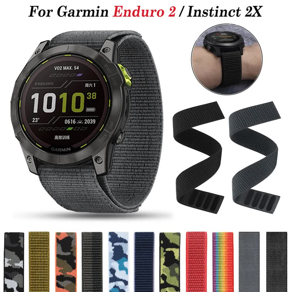 Nylon watch band for Garmin Enduro 2, Fenix 6X, 6 Pro, 5X, 7X, Epix Gen 2 smart watches, lightweight and adjustable.