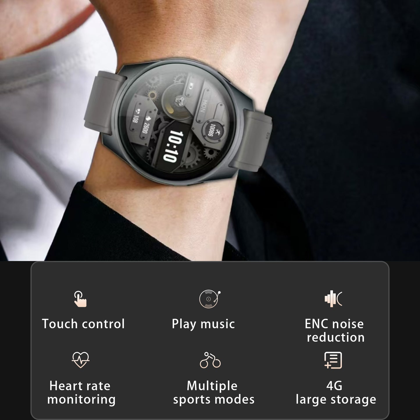 Aipower W28 Pro smartwatch with pop-up earbuds, 4G music, fitness tracking, stylish women's watch by Hlpmedical.
