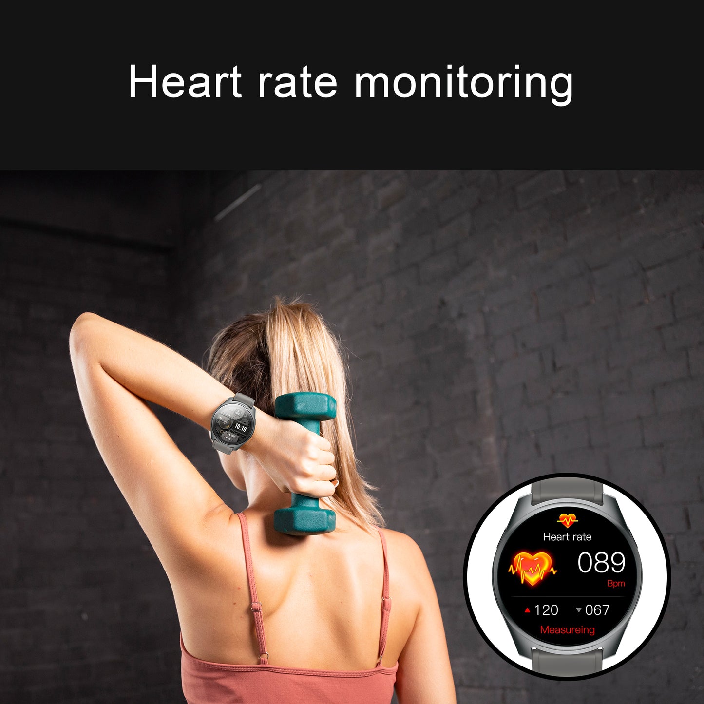 Hlpmedical Aipower Smart Watch with earbuds, pop-up headphones, 4G connectivity, fitness tracker, stylish women's watch in black