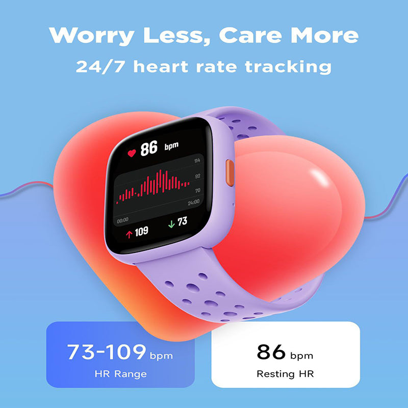 Black Hlpmedical kids' smart watch with fitness tracker, pedometer, heart rate monitor, 14 sport modes, and waterproof design for boys and girls.