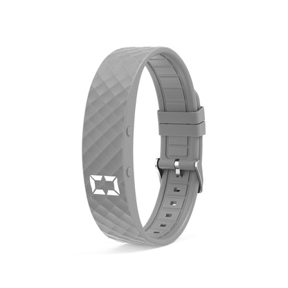 Grey Hlpmedical smart vibrating alarm watch with digital fitness tracker, pedometer, sleep monitor, and stylish women's wristband.