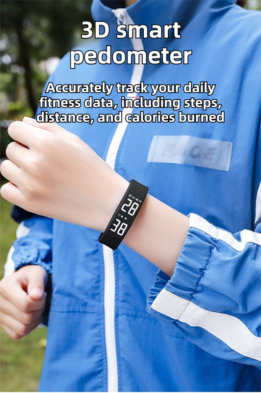 Orange silicone wristband watch with vibration alarm, discreet wake-up device, adjustable settings for teens and adults, horizontal design.