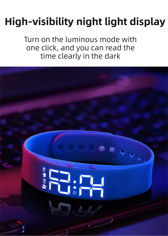 Orange silicone wristband with silent vibration alarm, featuring three settings, designed for discreet wake-up for teens and adults.