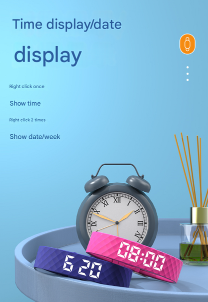 Rose red smart vibrating alarm watch by Hlpmedical featuring digital fitness tracker, pedometer, sleep monitor, and stylish women's wristband