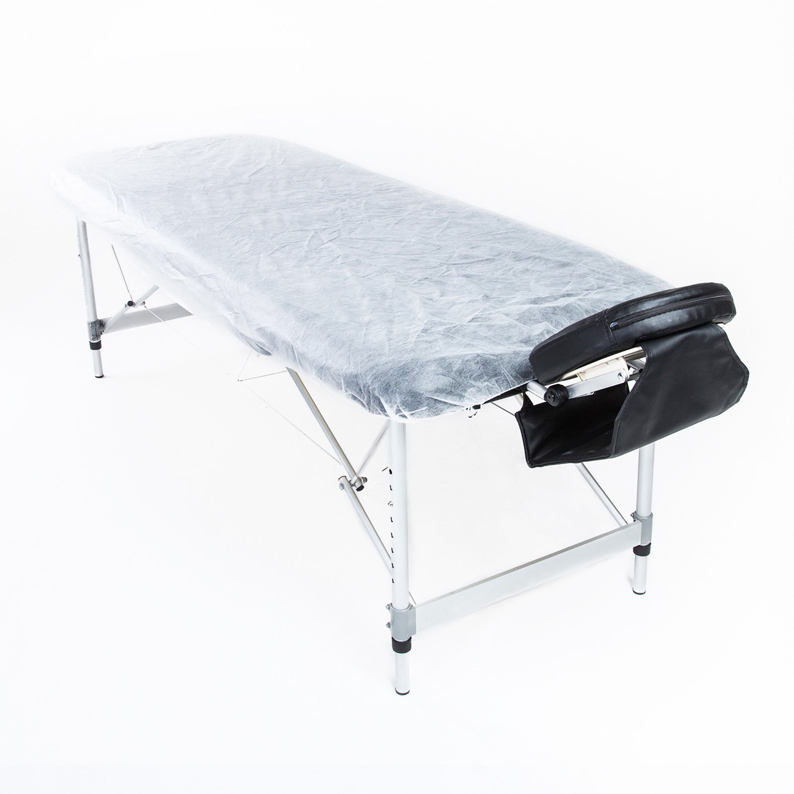 Disposable massage table sheet cover set by Hlpmedical, 15pcs, 180cm x 75cm, designed for massage chairs and treatment tables.