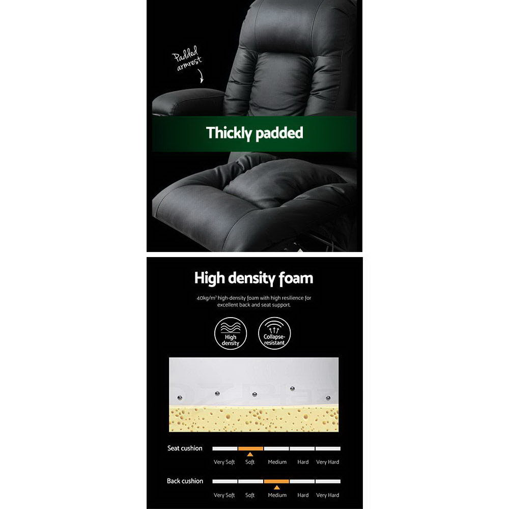 Artiss electric heated massage recliner chair in faux leather, featuring ergonomic design and built-in massage functions.