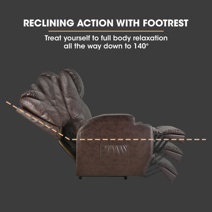 FORTIA electric massage lift recliner chair in dark crimson faux leather with 8-point massage and heating features.