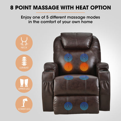Fortia electric massage lift recliner chair in faux leather with 8-point massage and heating, dark crimson color, by Hlpmedical.