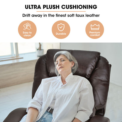 Fortia electric massage lift recliner chair by Hlpmedical with faux leather, dark crimson color, 8-point massage, and heating features.
