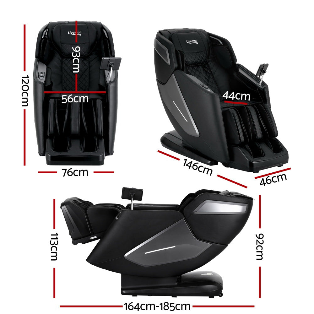 Livemor 4D massage chair by Hlpmedical with SL track, zero gravity recline, heated massage, and AI body scan in a modern design.