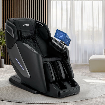 Hlpmedical Livemor 4D massage chair recliner with SL track, zero gravity, heated massage, AI body scan, full-body relaxation.