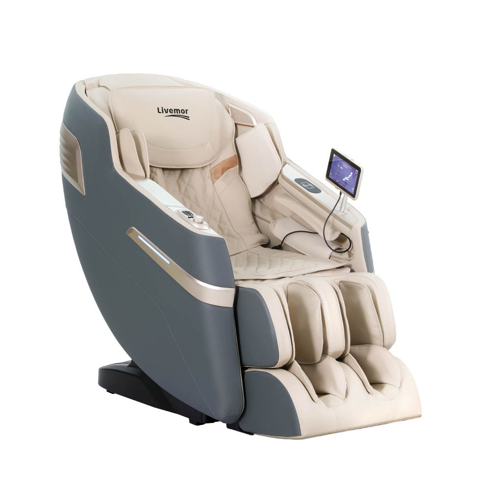 Livemor 4D Massage Chair Recliner by Hlpmedical with SL Track, zero gravity, heated massage, AI body scan, full-body relaxation.