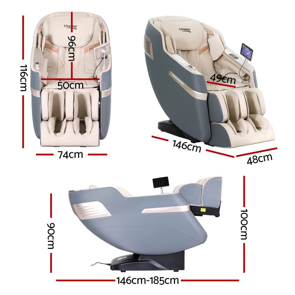 Hlpmedical Livemor 4D massage chair recliner with SL track, zero gravity, heated massage, AI body scan, full-body support.