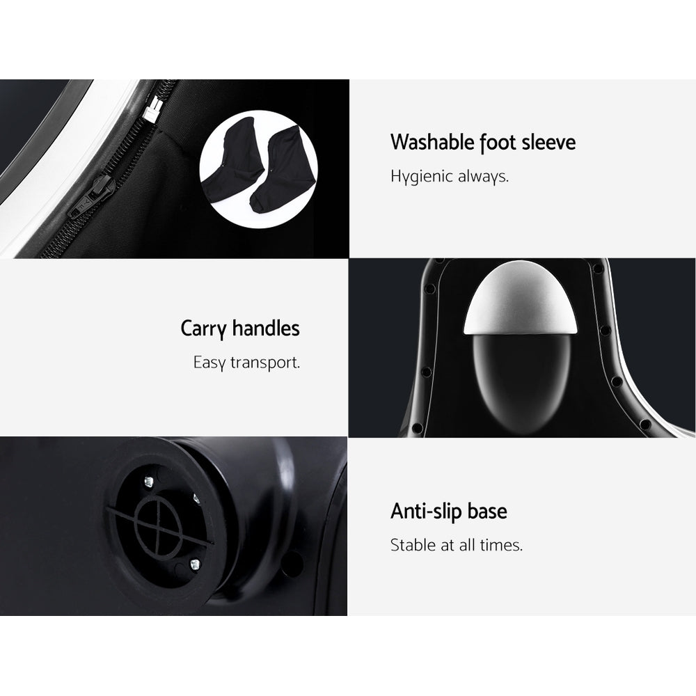 Livemor electric foot massager by Hlpmedical with shiatsu rollers for ankle, calf, and leg kneading in silver color.