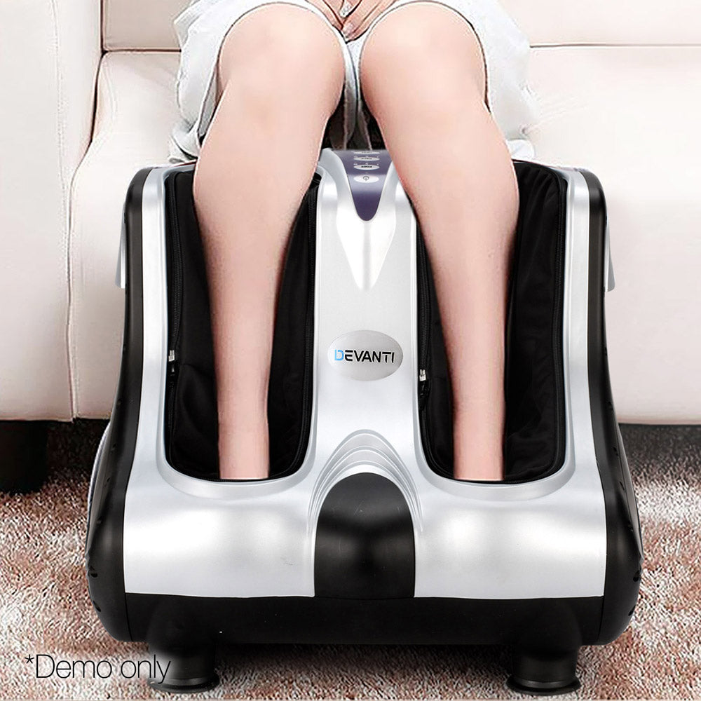Hlpmedical Livemor foot massager with electric shiatsu rollers for ankle, calf, and leg kneading in silver color.
