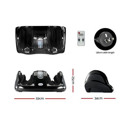 Hlpmedical Livemor electric foot massager with shiatsu rollers and remote control, black kneading massage chair accessory.