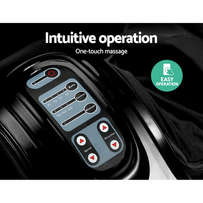 Livemor electric foot massager with shiatsu rollers, remote control, kneading therapy in black for relaxing foot massage.