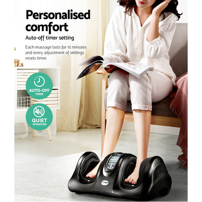 Hlpmedical Livemor foot massager with shiatsu rollers, electric control, remote, kneading function, black massage chair accessory.