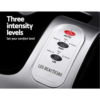 Silver Livemor foot massager with electric roller calves and kneading Shiatsu massage, designed for relaxing foot and calf therapy.