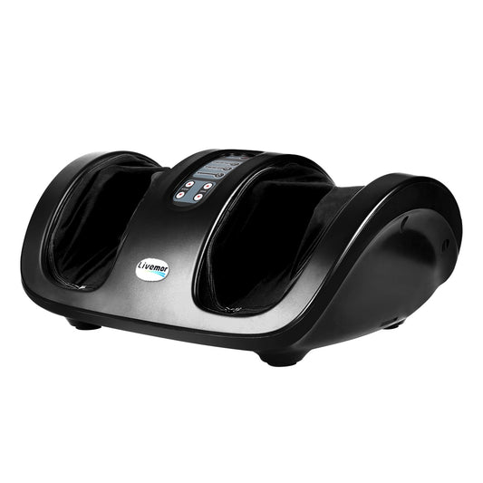 Hlpmedical Livemor foot massager with Shiatsu rollers and kneading function in black for soothing foot and leg massage.