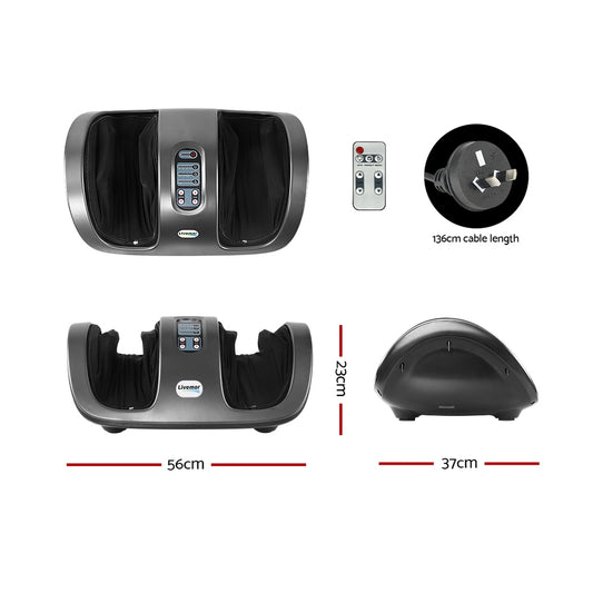 Livemor electric foot massager by Hlpmedical with shiatsu rollers and kneading therapy, designed for relaxing leg and foot massage.