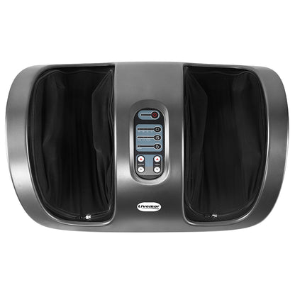 Livemor electric foot massager with shiatsu rollers and kneading function, in grey, designed for relaxing foot and leg massage.
