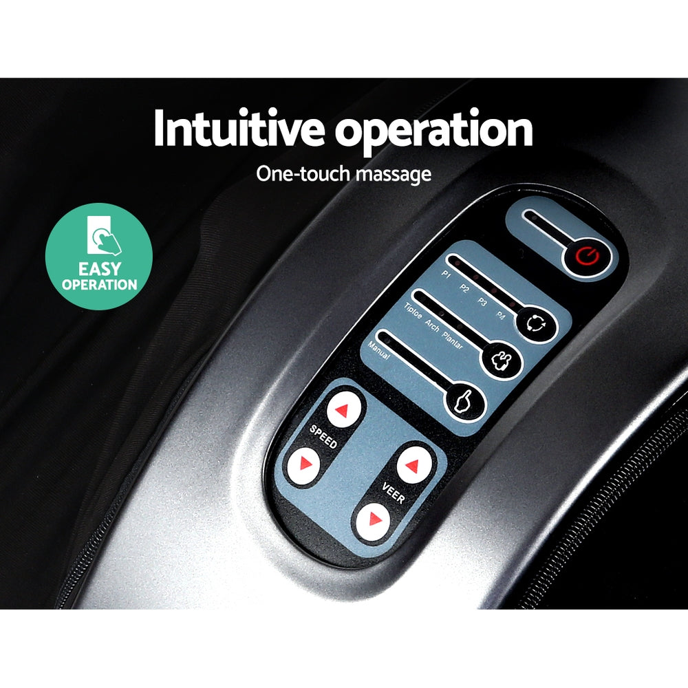Livemor electric foot massager by Hlpmedical with shiatsu rollers and kneading function in grey for relaxing foot and leg massage.